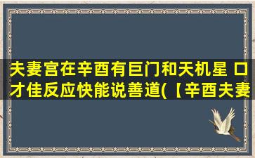 夫妻宫在辛酉有巨门和天机星 口才佳反应快能说善道(【辛酉夫妻宫天机巨门】口才佳善道为中心)